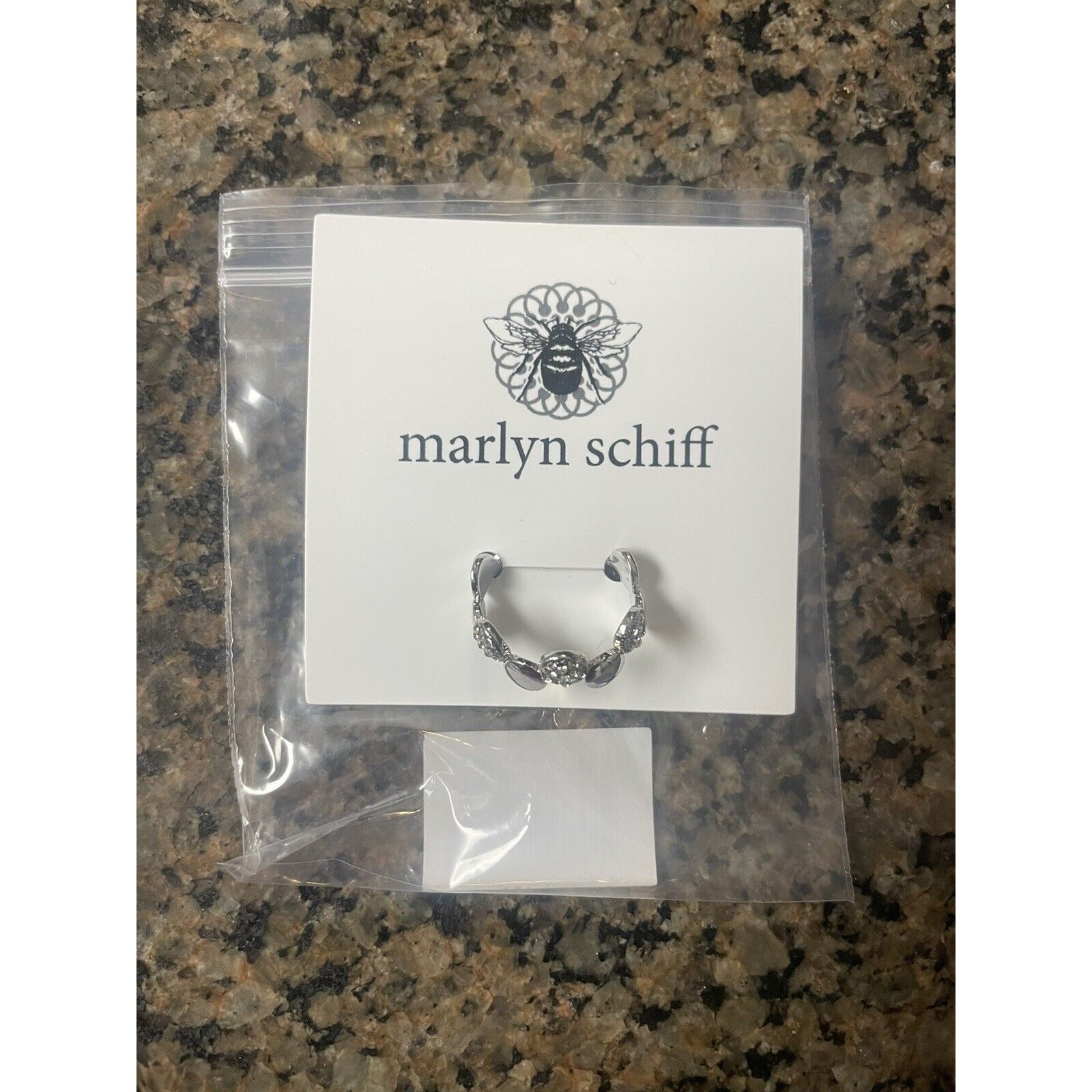 New Marlyn Schiff Disc Pave Adjustable Ring Silver